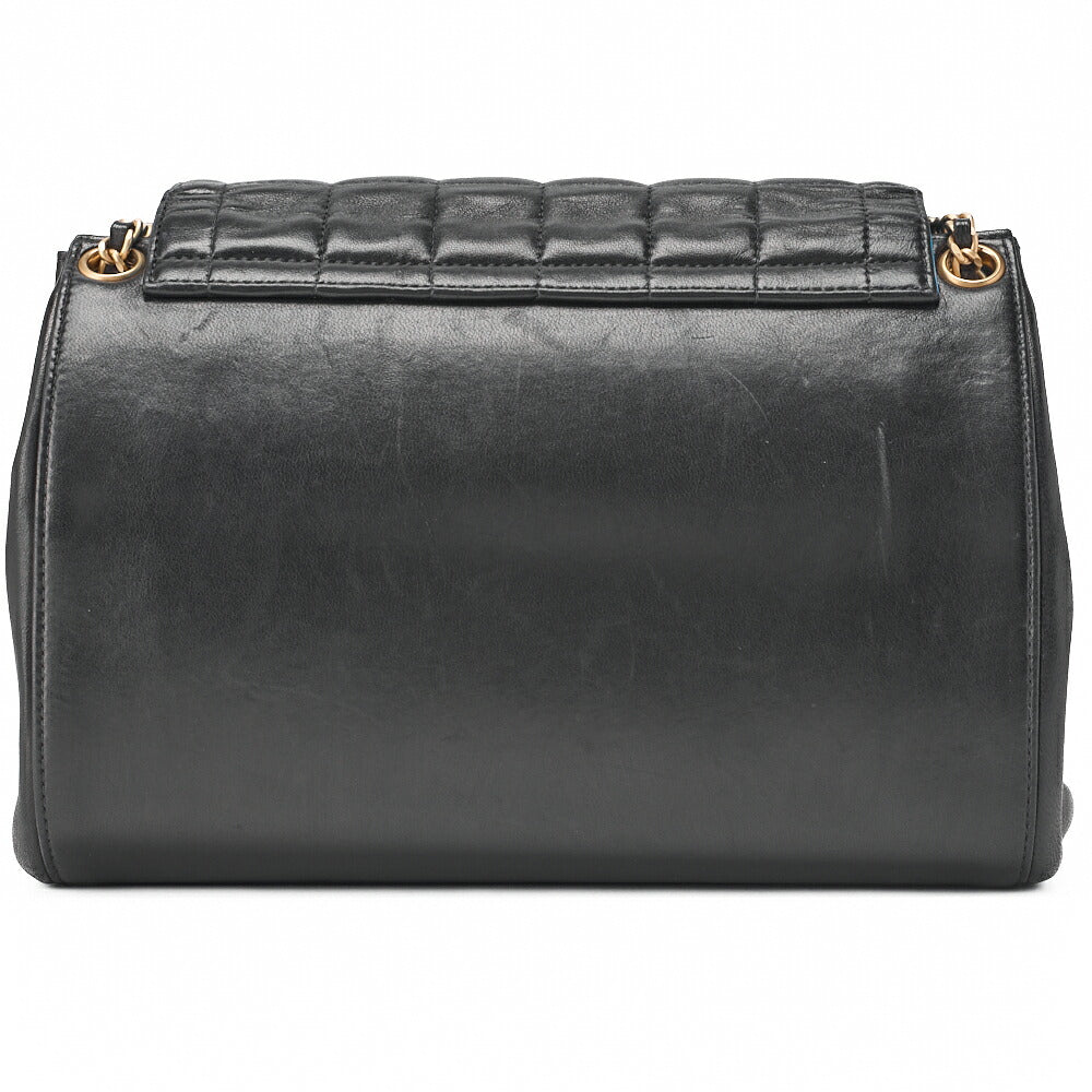 CHANEL Chanel Chocolate Bar 2.55 Lock Chain Shoulder Lambskin Black Blue Gold-Tone Hardware, Pre-Owned