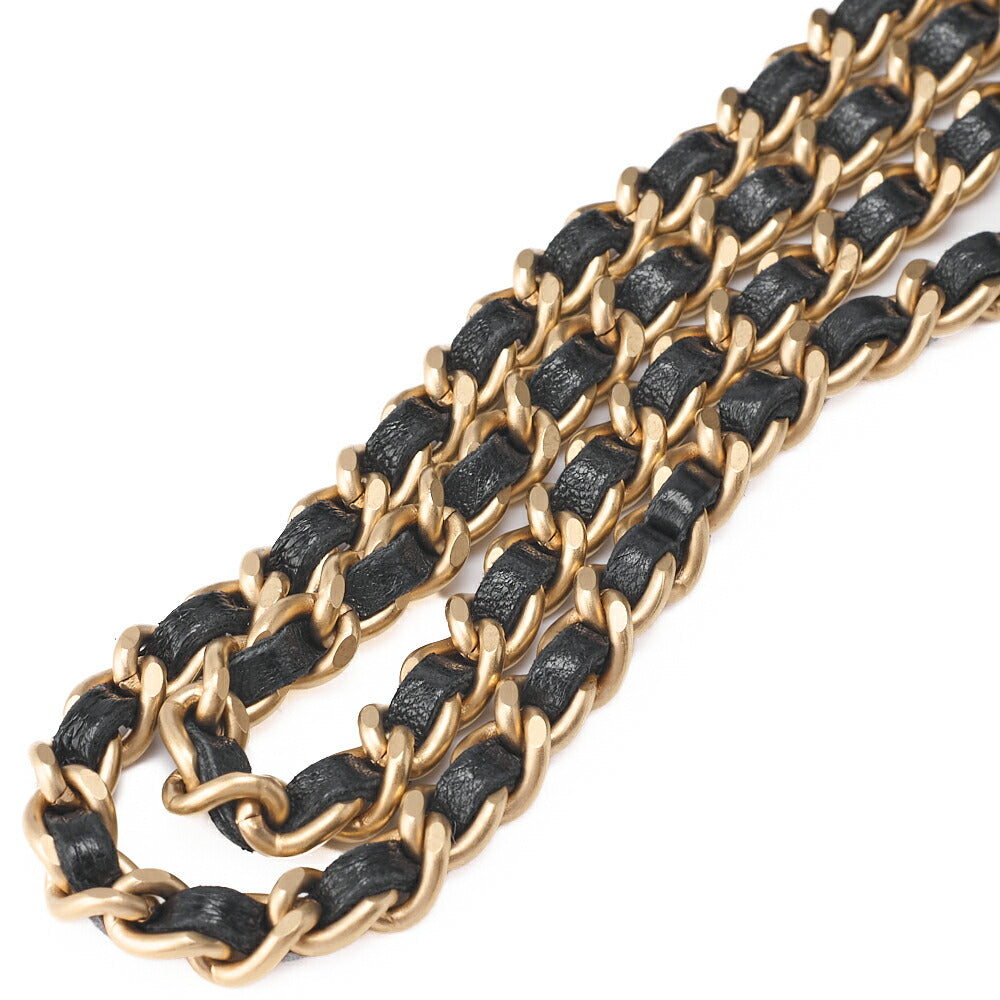CHANEL Chanel Chocolate Bar 2.55 Lock Chain Shoulder Lambskin Black Blue Gold-Tone Hardware, Pre-Owned