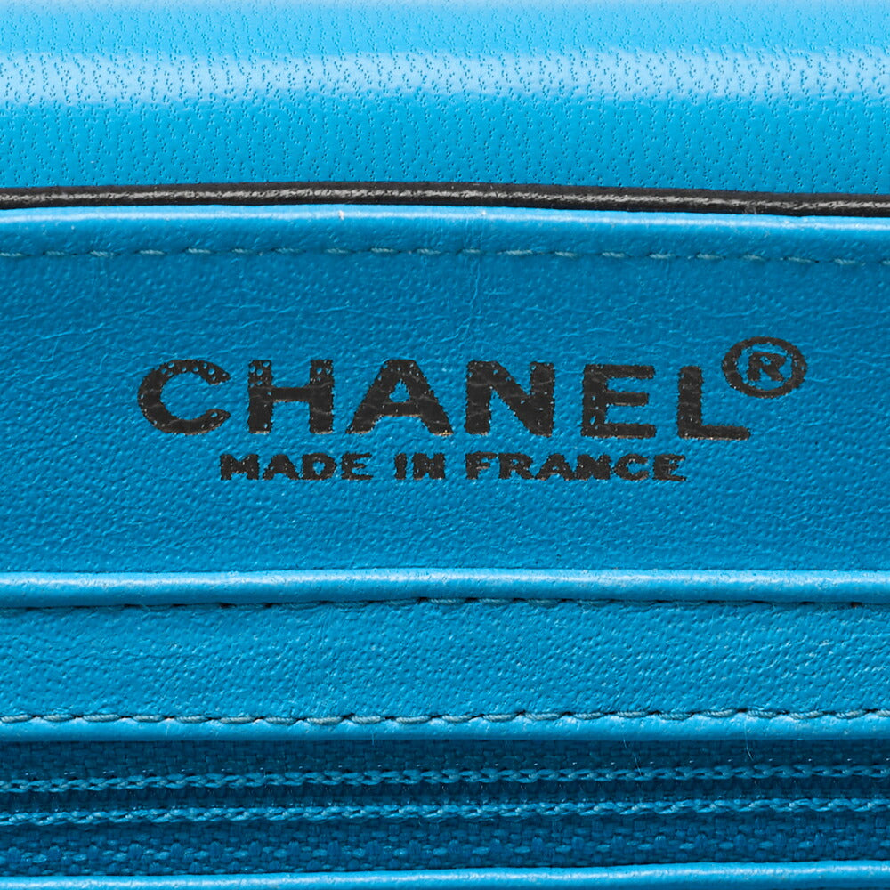 CHANEL Chanel Chocolate Bar 2.55 Lock Chain Shoulder Lambskin Black Blue Gold-Tone Hardware, Pre-Owned