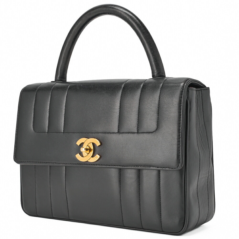 CHANEL Chanel Handbag Mademoiselle Turnlock Lambskin Black Gold-Tone Hardware, Pre-Owned
