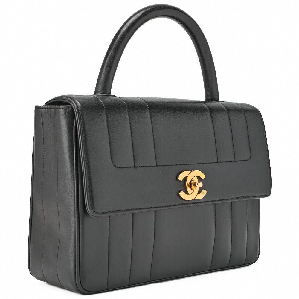 CHANEL Chanel Handbag Mademoiselle Turnlock Lambskin Black Gold-Tone Hardware, Pre-Owned