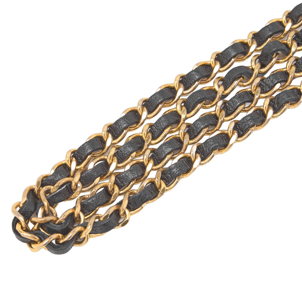 CHANEL Cocomark Chain Belt GP X Leather Black Gold (Gold Plated) Gold-Tone Hardware, Pre-Owned