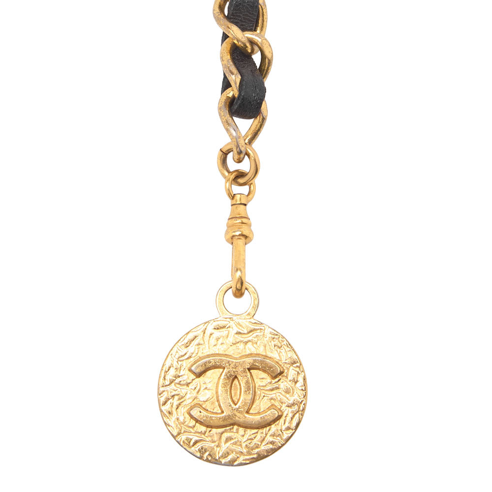 CHANEL Cocomark Chain Belt GP X Leather Black Gold (Gold Plated) Gold-Tone Hardware, Pre-Owned