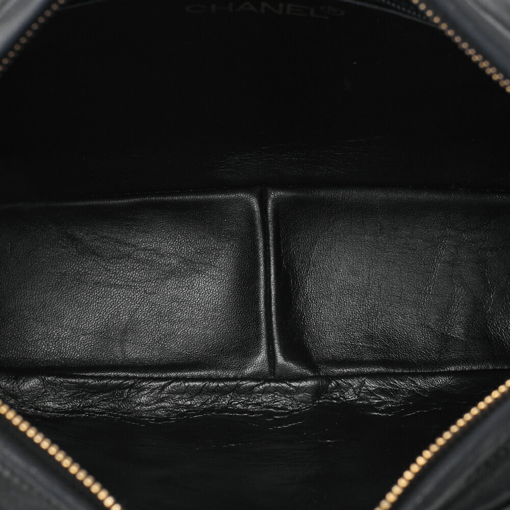 CHANEL Matlasse Coco Mark Fringe Chain Shoulder Lambskin Black Gold-Tone Hardware, Pre-Owned
