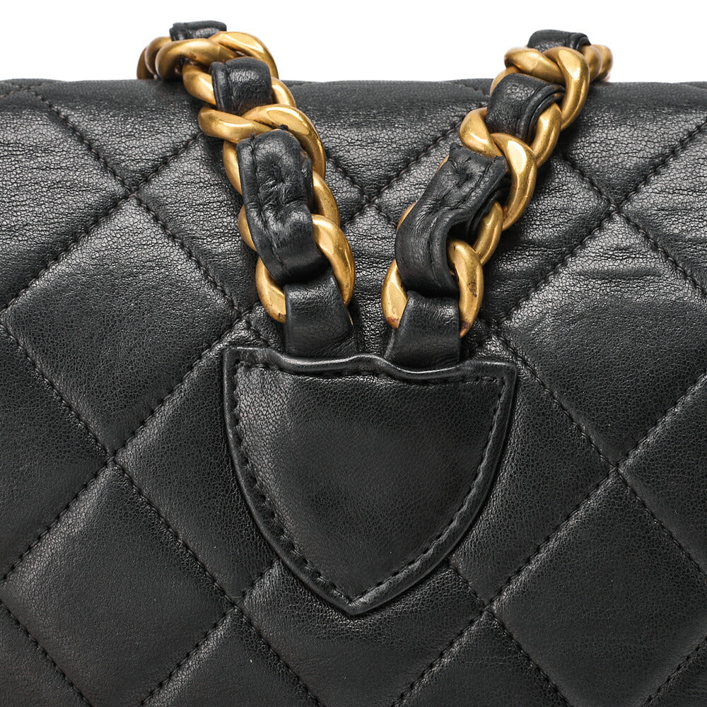 CHANEL Matlasse Outside Flap Turnlock Chain Backpack Lambskin Black Gold-Tone Hardware, Pre-Owned
