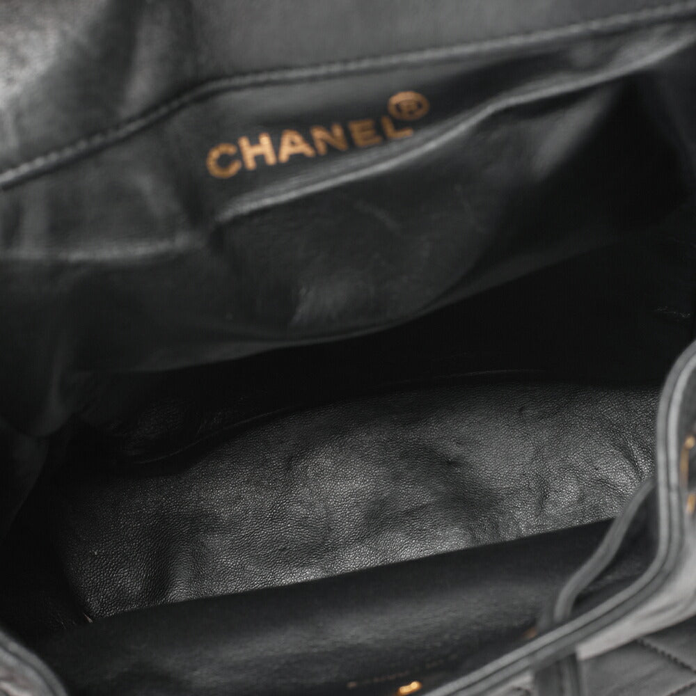 CHANEL Matlasse Outside Flap Turnlock Chain Backpack Lambskin Black Gold-Tone Hardware, Pre-Owned