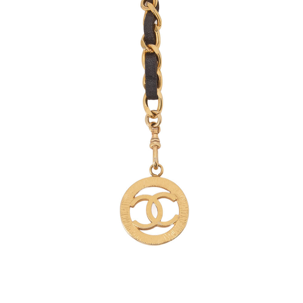 CHANEL Cocomark Chain Belt GP X Leather Black Gold (Gold Plated) Gold-Tone Hardware, Pre-Owned
