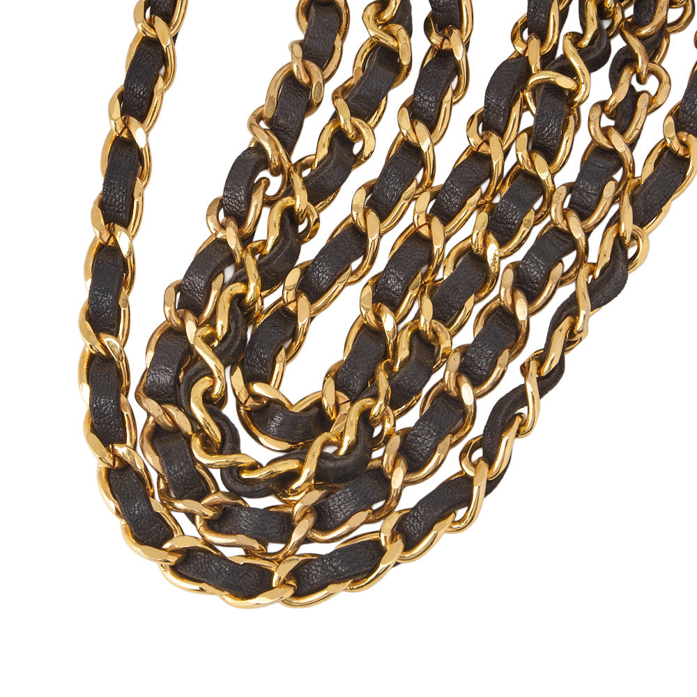 CHANEL Cocomark Chain Belt GP X Leather Black Gold (Gold Plated) Gold-Tone Hardware, Pre-Owned