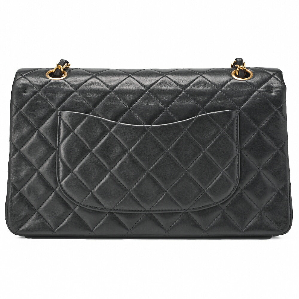 CHANEL Shoulder Bag Matelassé Double Flap 25cm Chain Shoulder Lambskin Black Gold-Tone Hardware, Pre-Owned
