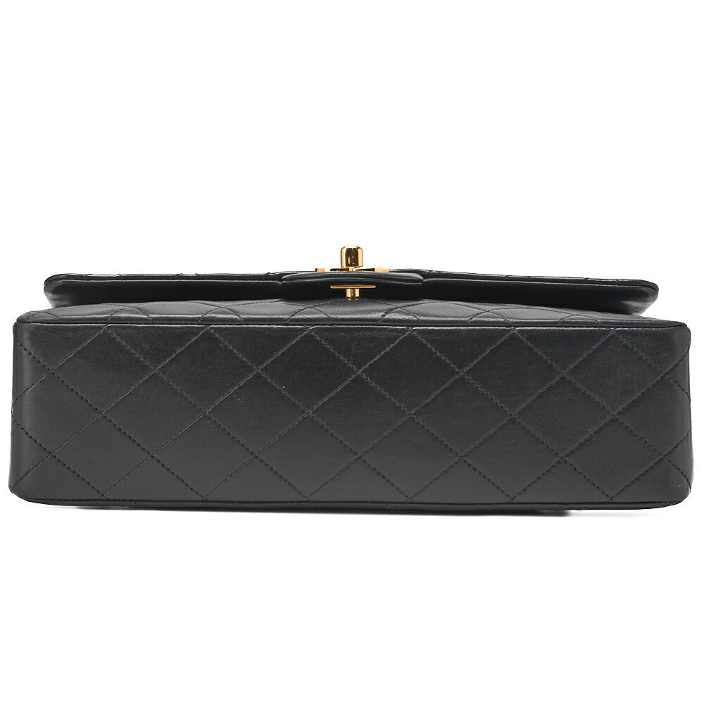 CHANEL Shoulder Bag Matelassé Double Flap 25cm Chain Shoulder Lambskin Black Gold-Tone Hardware, Pre-Owned