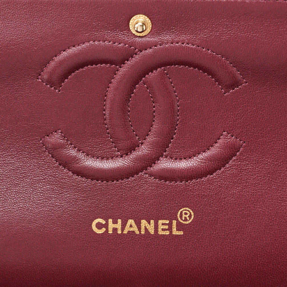 CHANEL Shoulder Bag Matelassé Double Flap 25cm Chain Shoulder Lambskin Black Gold-Tone Hardware, Pre-Owned