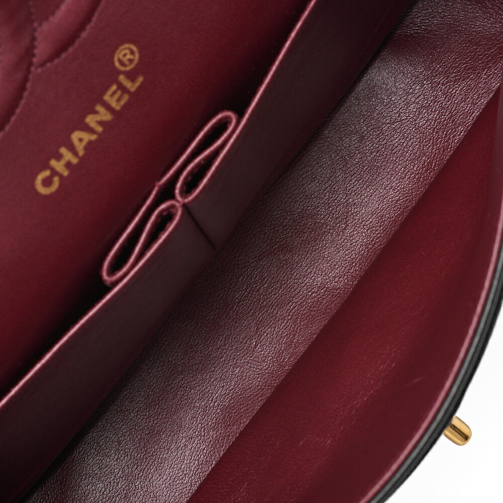CHANEL Shoulder Bag Matelassé Double Flap 25cm Chain Shoulder Lambskin Black Gold-Tone Hardware, Pre-Owned