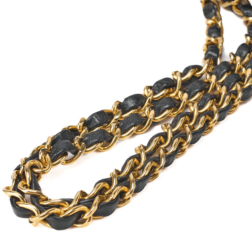 CHANEL Chain Shoulder Bag Matelassé Double Flap 23cm Lambskin Black Gold-Tone Hardware, Pre-Owned