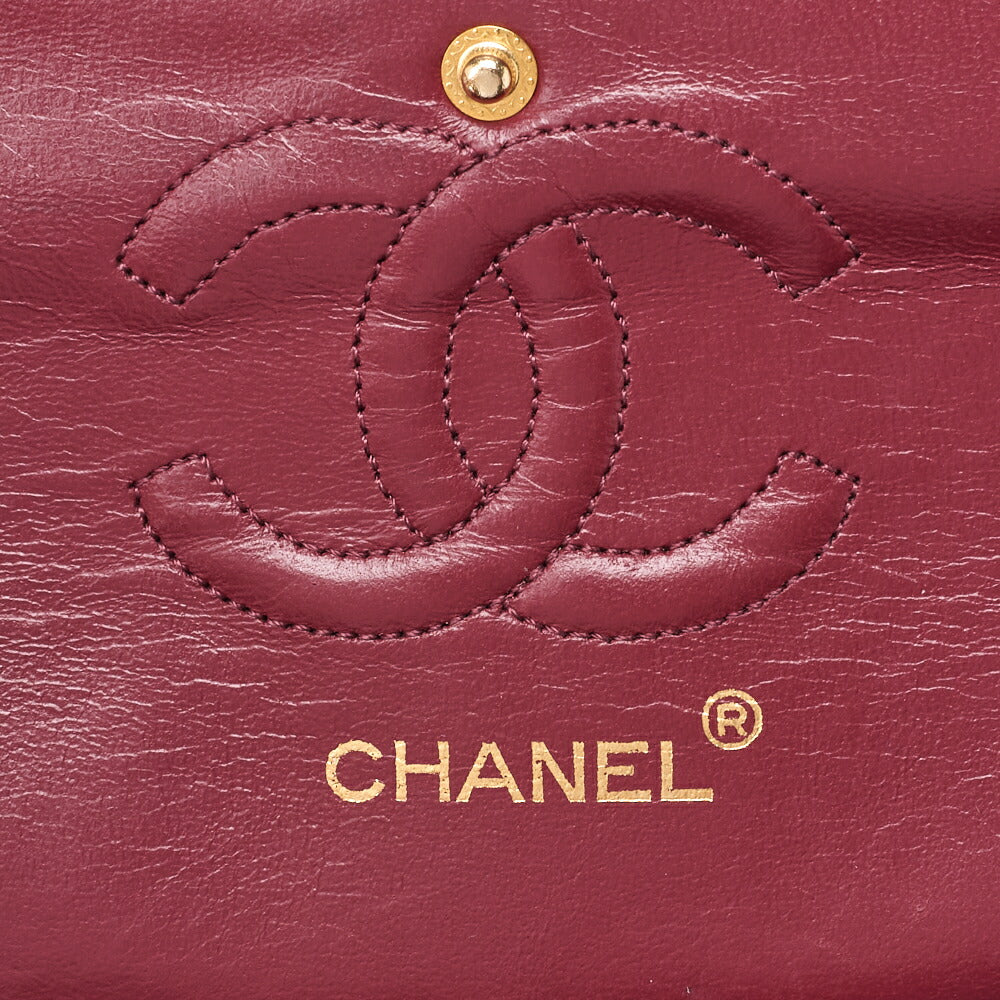 CHANEL Chain Shoulder Bag Matelassé Double Flap 23cm Lambskin Black Gold-Tone Hardware, Pre-Owned