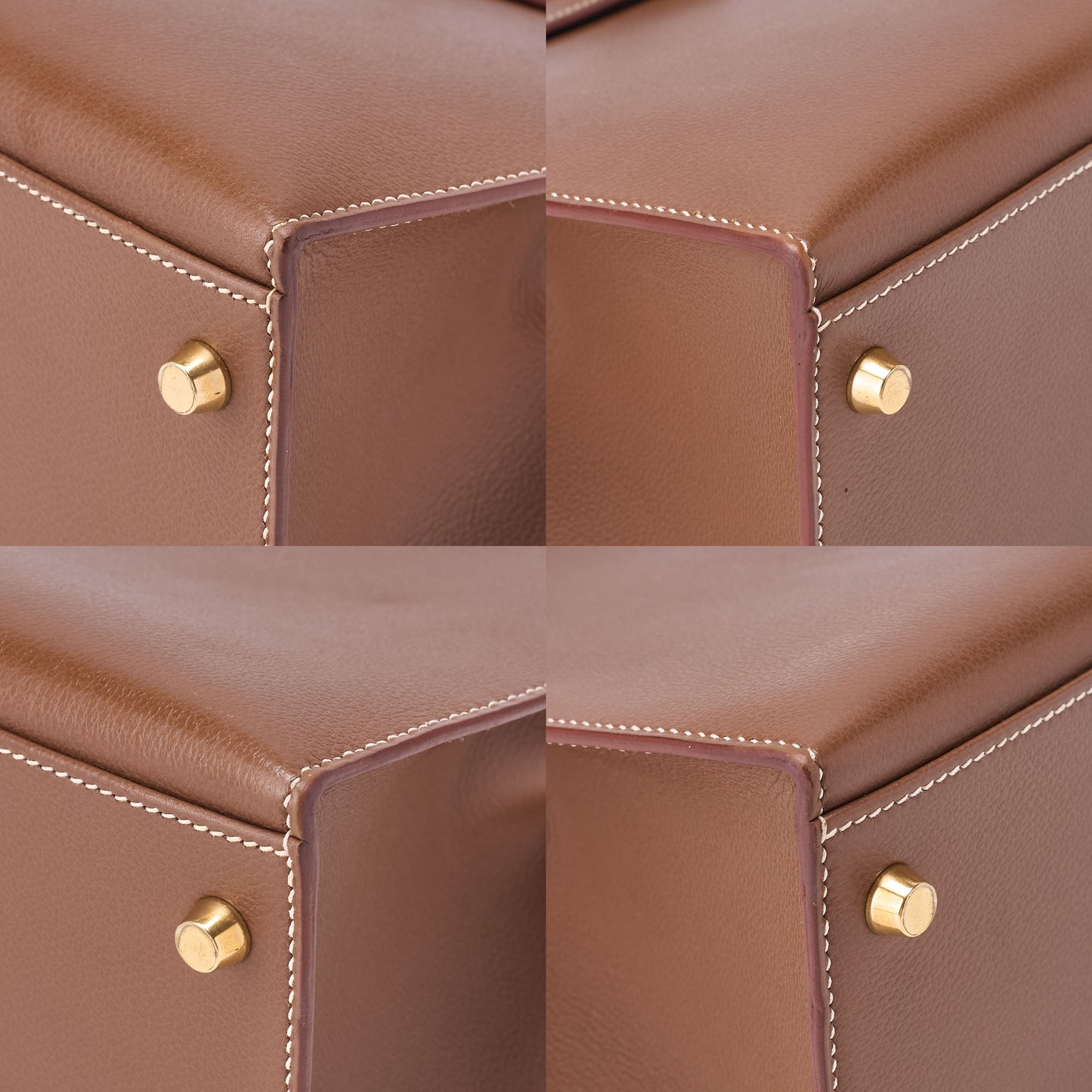 HERMES Kelly 32 External Stitching Handbag Gulliver Brown Gold-Tone Hardware, Pre-Owned
