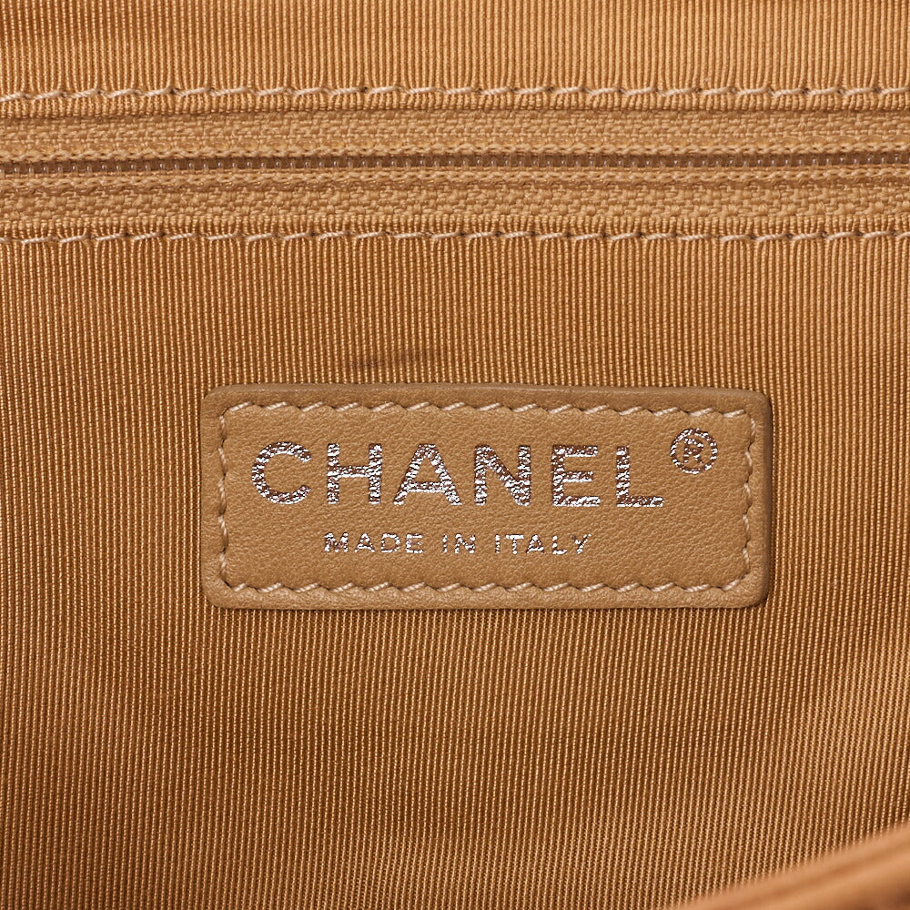 CHANEL Matlasse Luxury Chain Shoulder Bag Lambskin Beige Silver-Tone Hardware, Pre-Owned