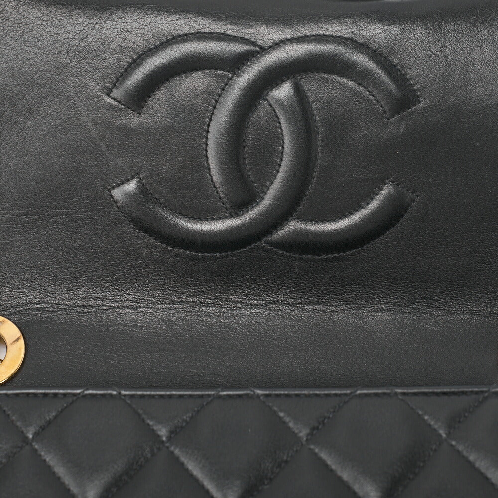 CHANEL Deca Matelassé Turnlock Single Flap Chain Shoulder Lambskin Black Gold-Tone Hardware, Pre-Owned