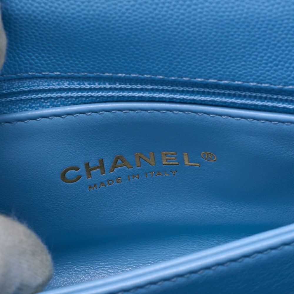CHANEL Shoulder Bag Handbag Matelassé Coco Handle 2WAY Caviar Skin Light Blue Gold-Tone Hardware, Pre-Owned