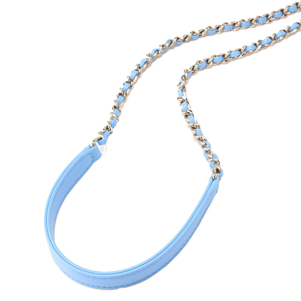 CHANEL Shoulder Bag Handbag Matelassé Coco Handle 2WAY Caviar Skin Light Blue Gold-Tone Hardware, Pre-Owned