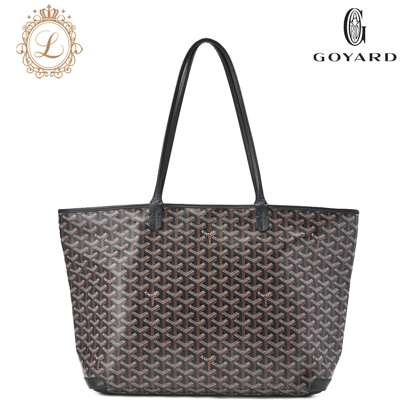 GOYARD Saint-Louis Artois MM Tote Bag Coated Canvas Black Silver-Tone Hardware, Pre-Owned