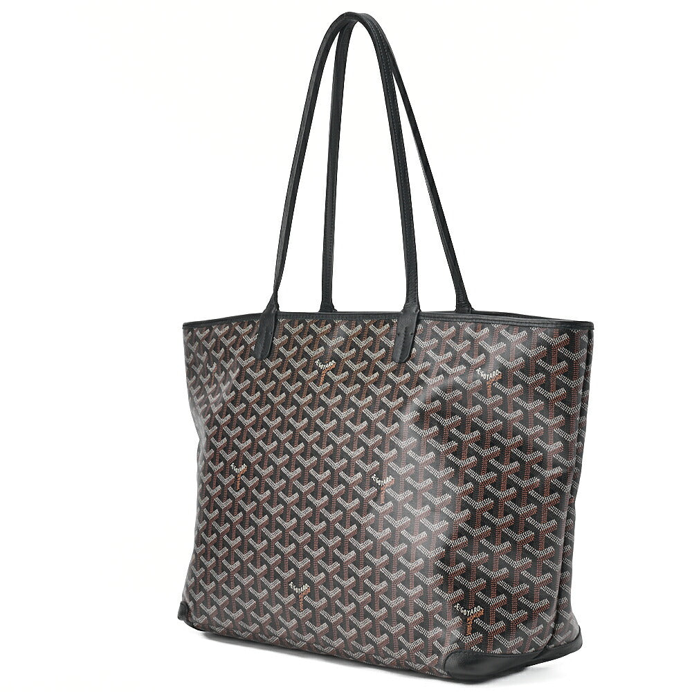 GOYARD Saint-Louis Artois MM Tote Bag Coated Canvas Black Silver-Tone Hardware, Pre-Owned