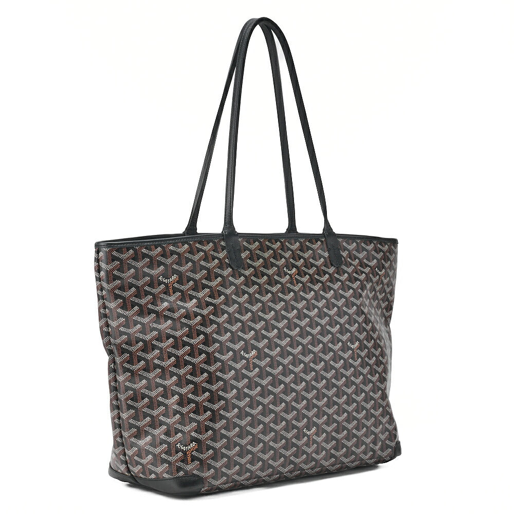 GOYARD Saint-Louis Artois MM Tote Bag Coated Canvas Black Silver-Tone Hardware, Pre-Owned