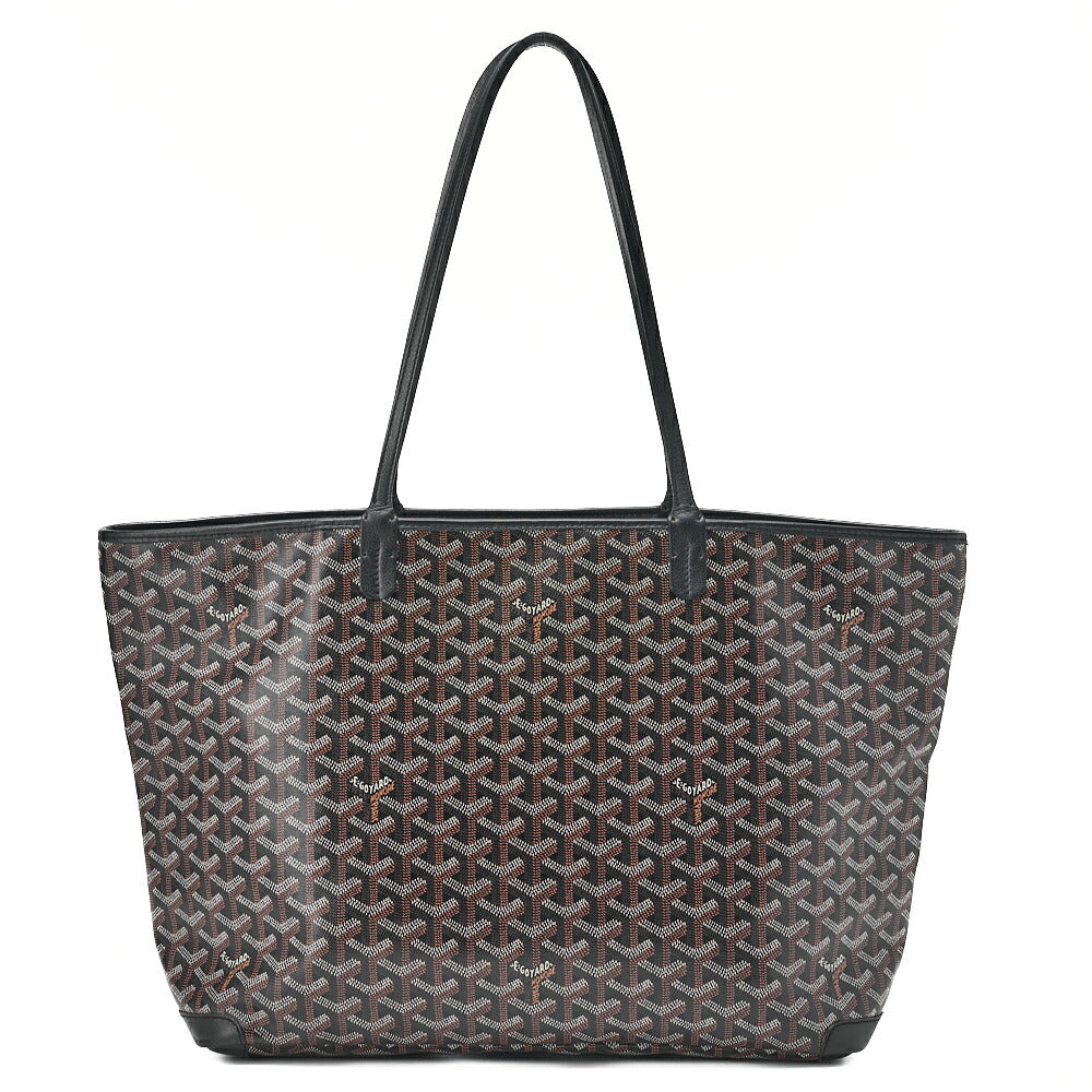 GOYARD Saint-Louis Artois MM Tote Bag Coated Canvas Black Silver-Tone Hardware, Pre-Owned