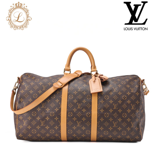 LOUIS VUITTON Monogram Keepol Handi?re 50 Boston Bag Brown Gold-Tone Hardware, Pre-Owned