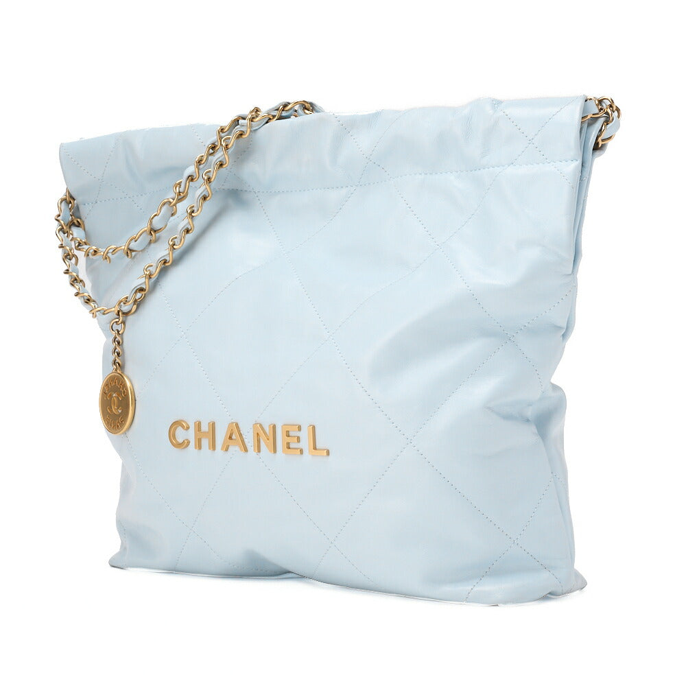 CHANEL Chanel 22 Calfskin Mint Drawstring Chain Shoulder Bag Gold-Tone Hardware, Pre-Owned