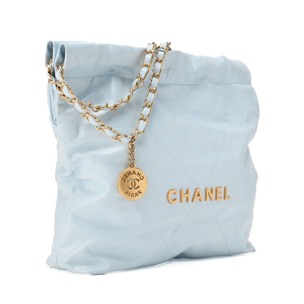 CHANEL Chanel 22 Calfskin Mint Drawstring Chain Shoulder Bag Gold-Tone Hardware, Pre-Owned