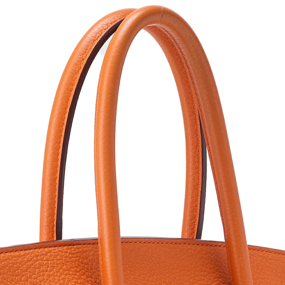 HERMES Birkin 35 Handbag Tryon Orange Silver-Tone Hardware, Pre-Owned