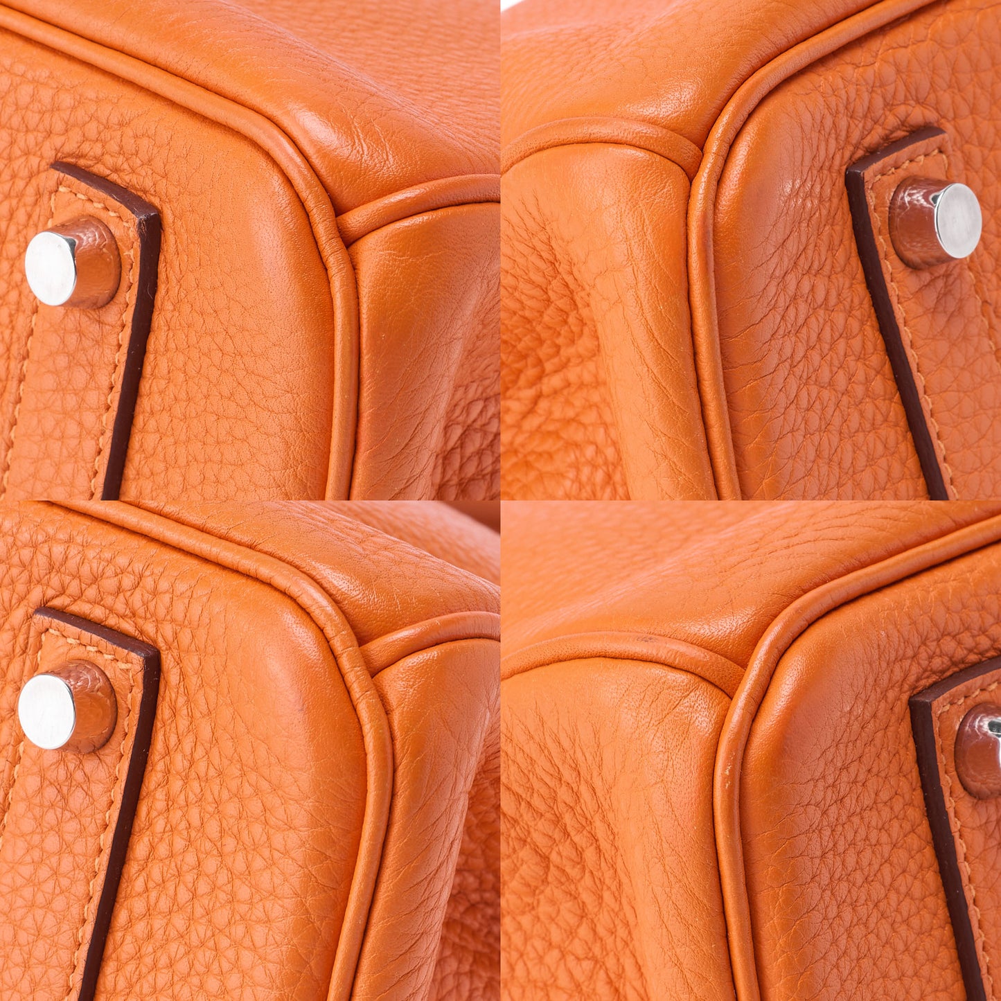 HERMES Birkin 35 Handbag Tryon Orange Silver-Tone Hardware, Pre-Owned