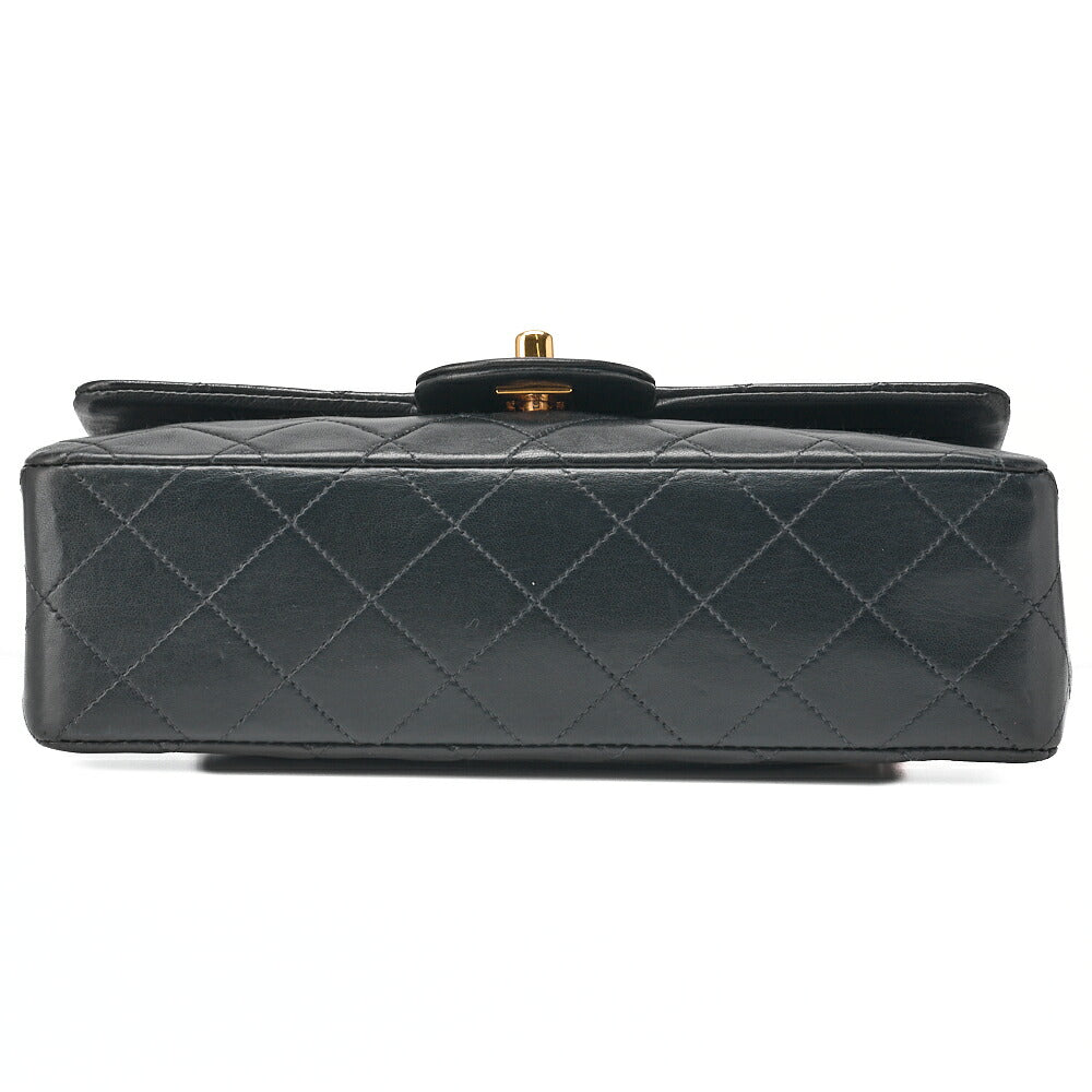 CHANEL Chain Shoulder Bag Matelassé Double Flap 23cm Lambskin Black Gold-Tone Hardware, Pre-Owned