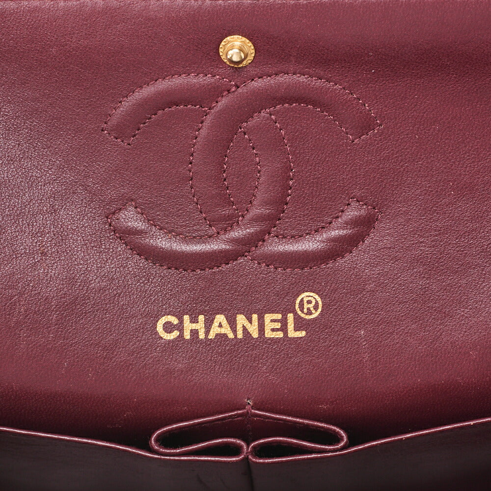 CHANEL Chain Shoulder Bag Matelassé Double Flap 23cm Lambskin Black Gold-Tone Hardware, Pre-Owned