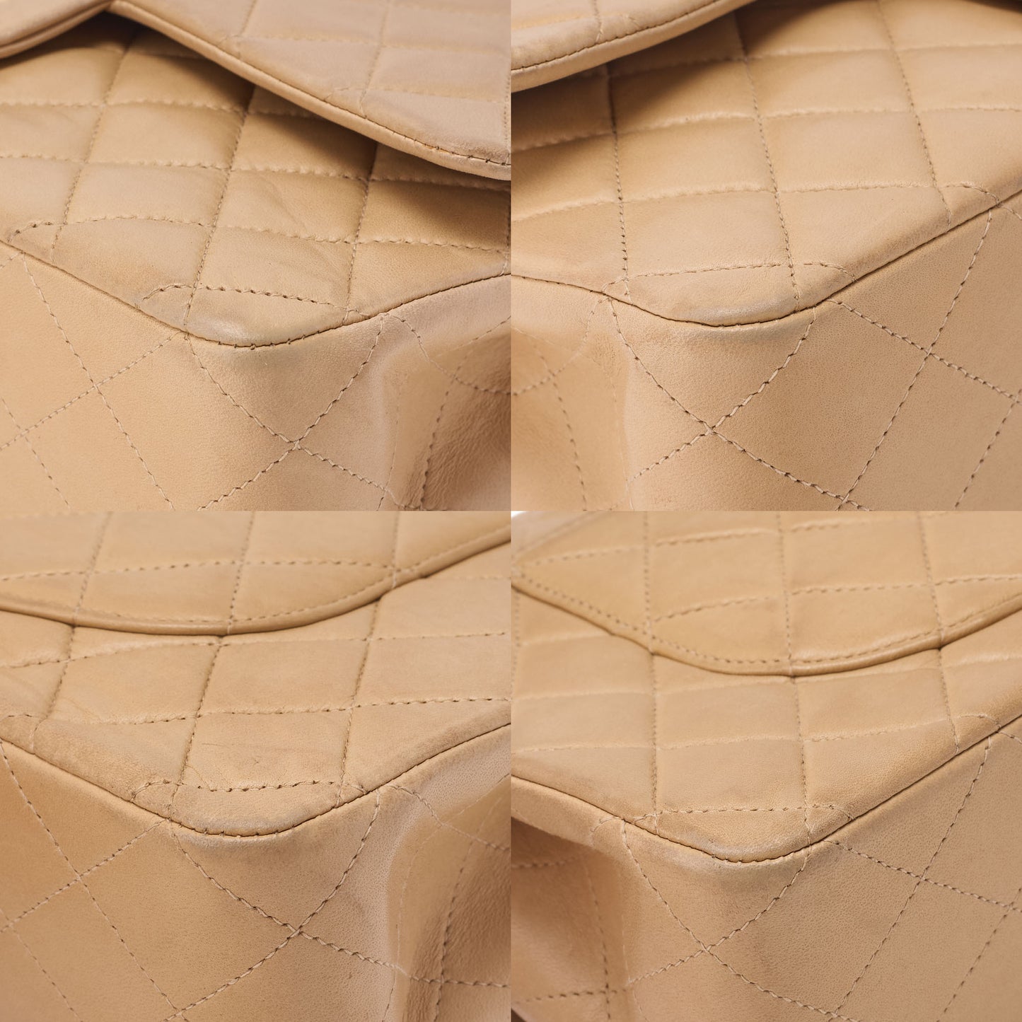 CHANEL Shoulder Bag Matelassé Double Flap 25cm Chain Shoulder Lambskin Beige Gold-Tone Hardware, Pre-Owned