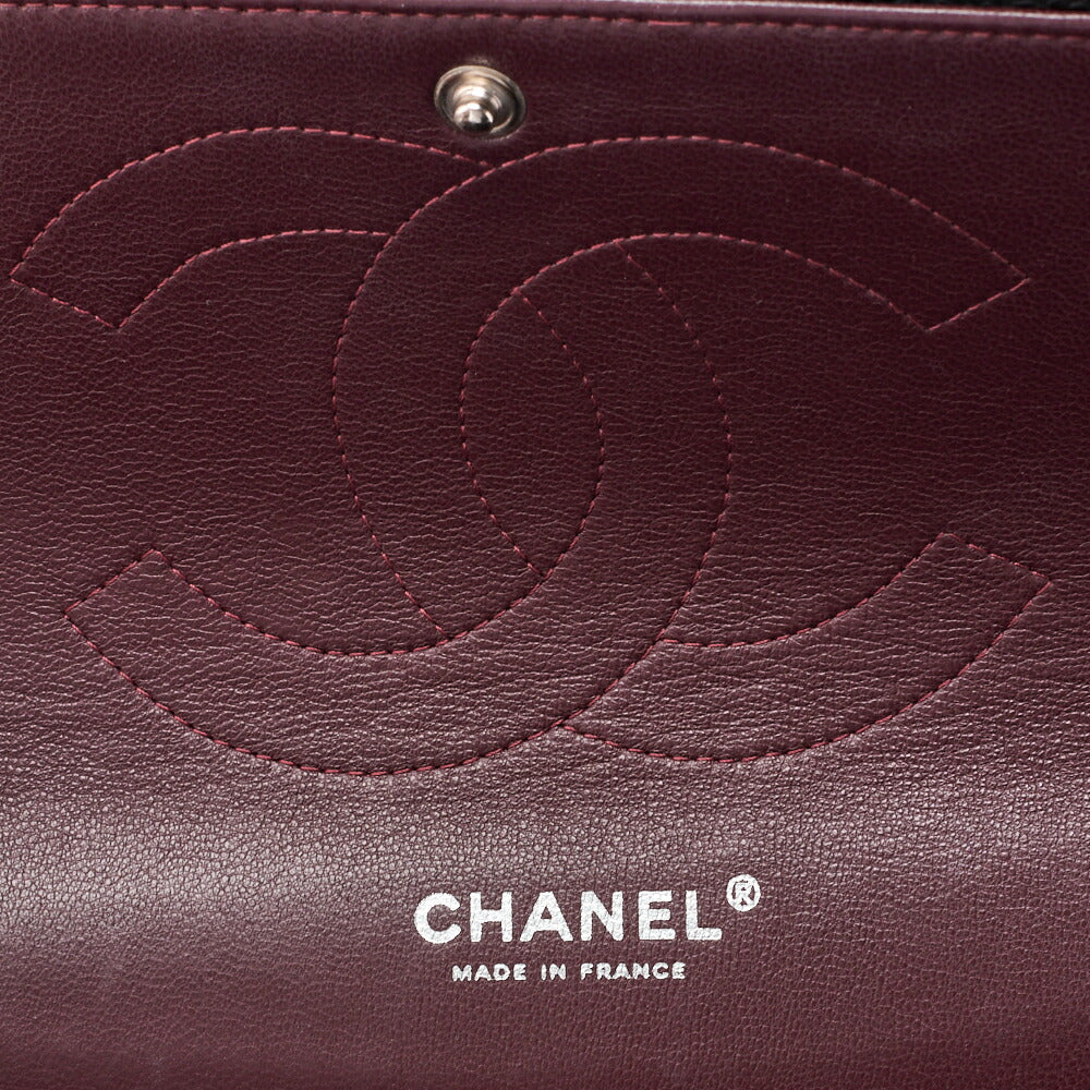 CHANEL Chain Shoulder Bag Deca Matelassé 30cm Double Flap Caviar Skin Black Gold-Tone Hardware, Pre-Owned
