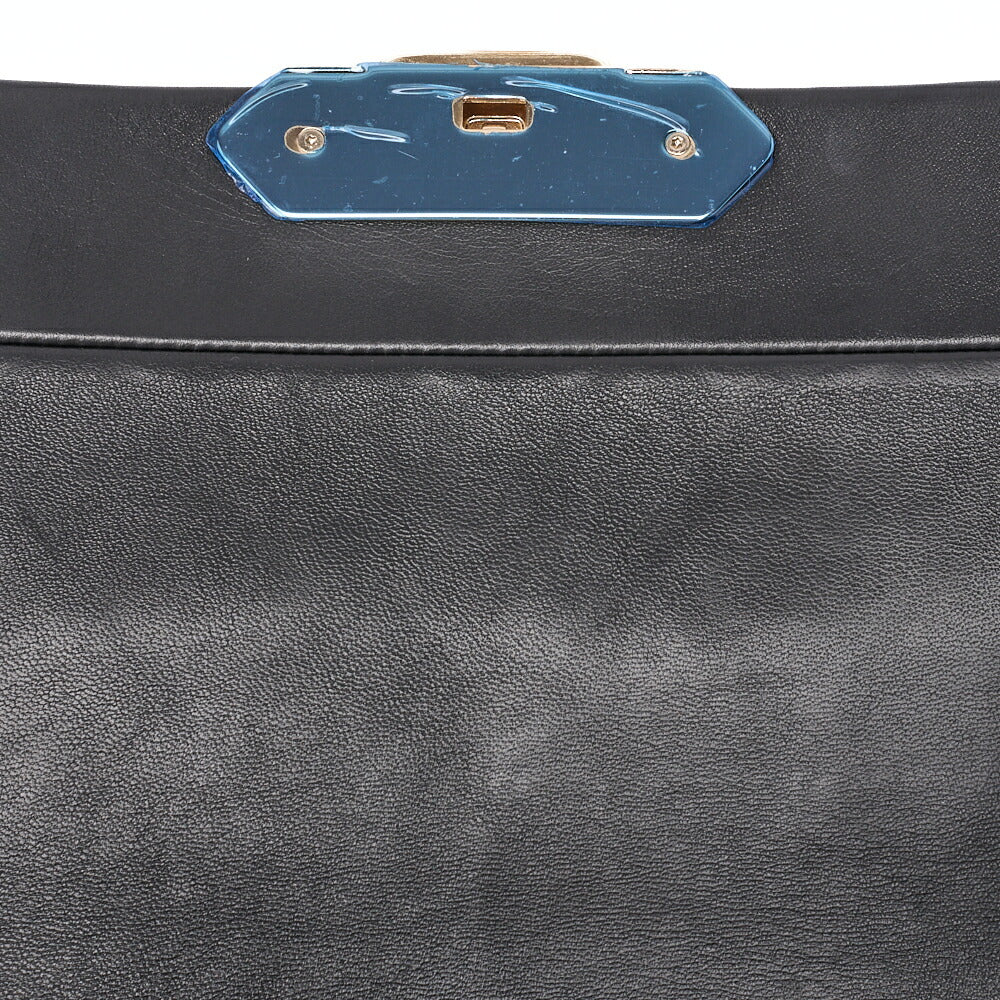 CHANEL Matelassé Push Lock Logo Chain Shoulder Lambskin Black Gold-Tone Hardware, Pre-Owned
