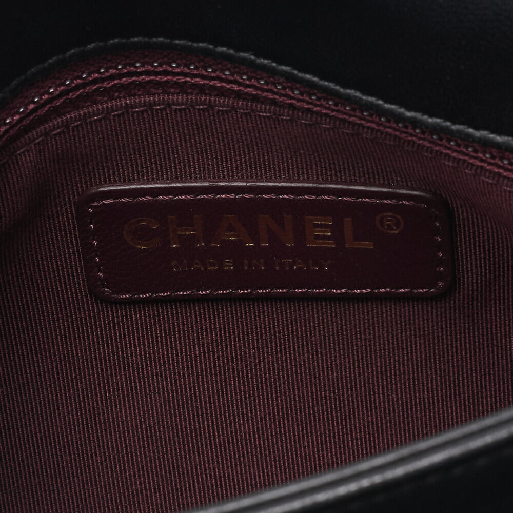 CHANEL Matelassé Push Lock Logo Chain Shoulder Lambskin Black Gold-Tone Hardware, Pre-Owned