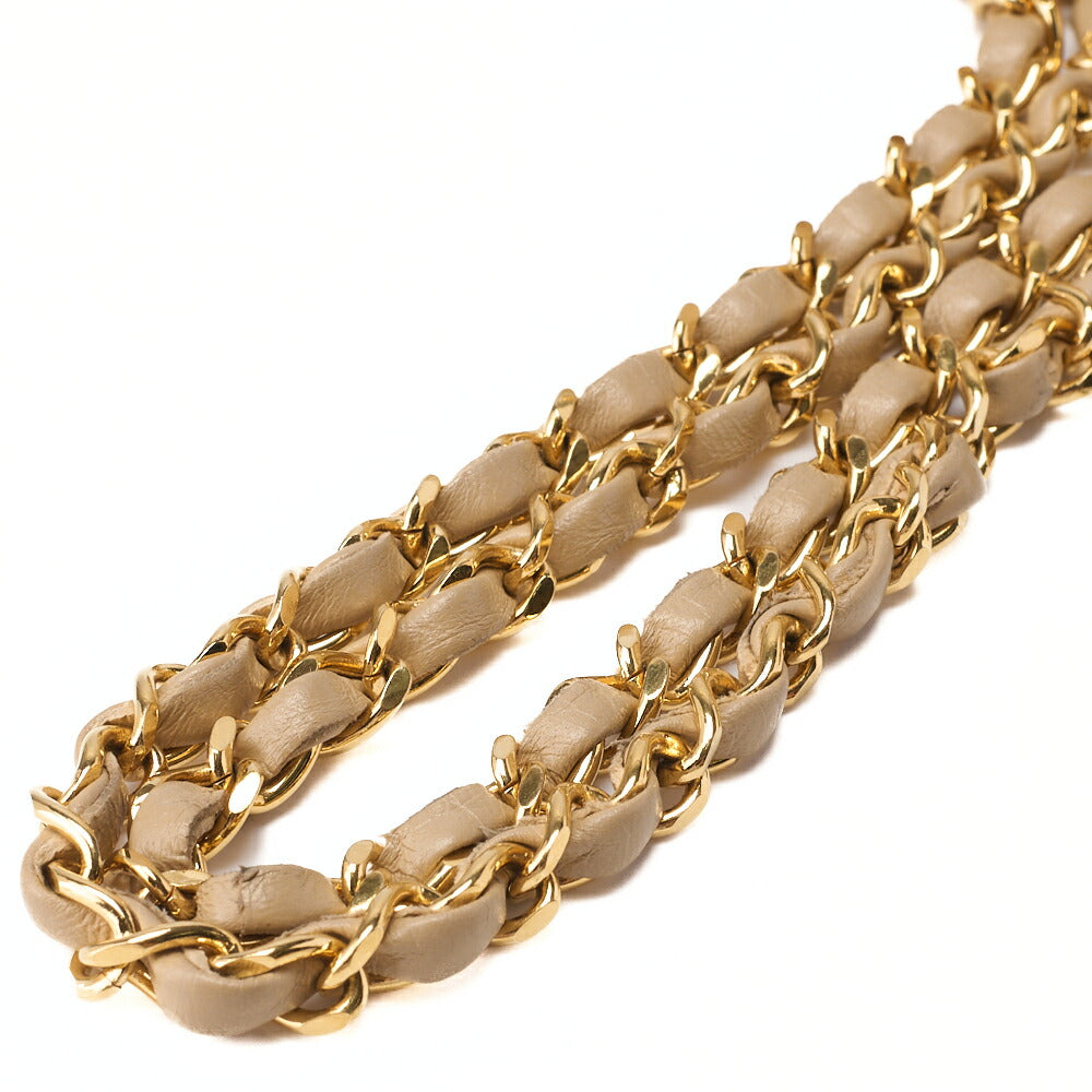 CHANEL Matelassé Double Flap 25cm Chain Shoulder Lambskin Beige Gold-Tone Hardware, Pre-Owned