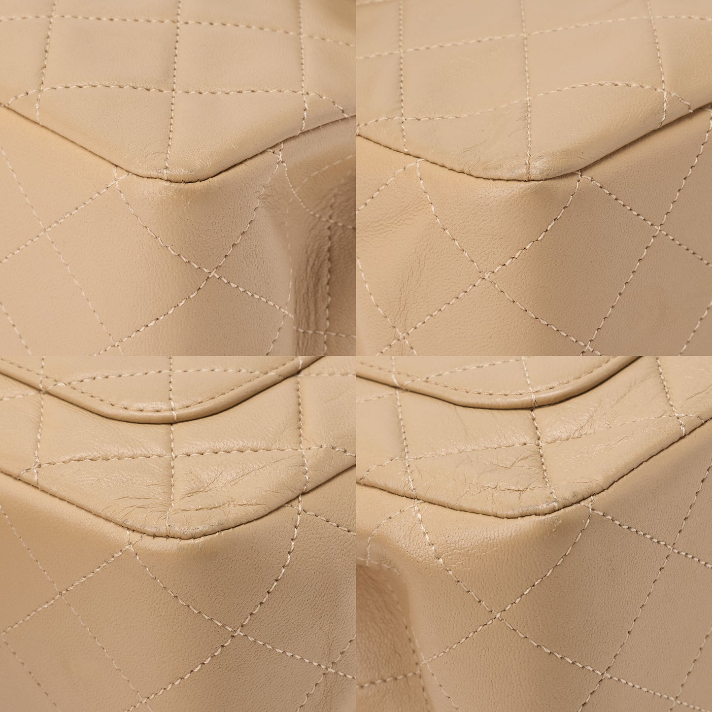 CHANEL Matelassé Double Flap 25cm Chain Shoulder Lambskin Beige Gold-Tone Hardware, Pre-Owned
