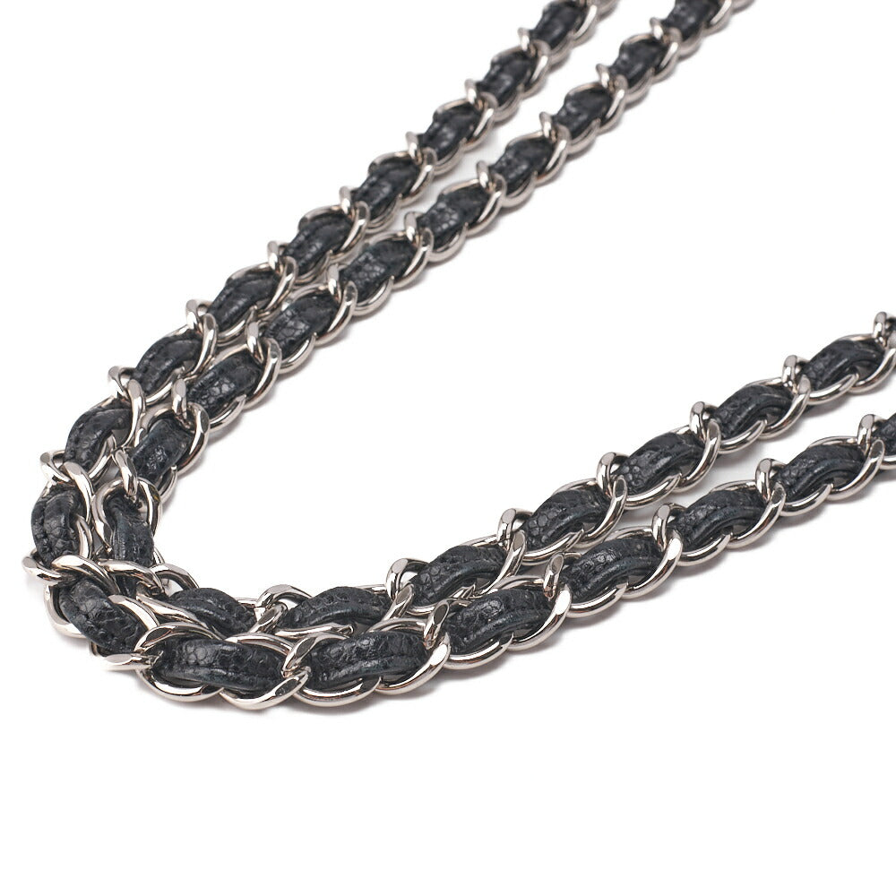 CHANEL Chain Shoulder Bag Deca Matelassé 30cm Single Flap Caviar Skin Black Gold-Tone Hardware, Pre-Owned