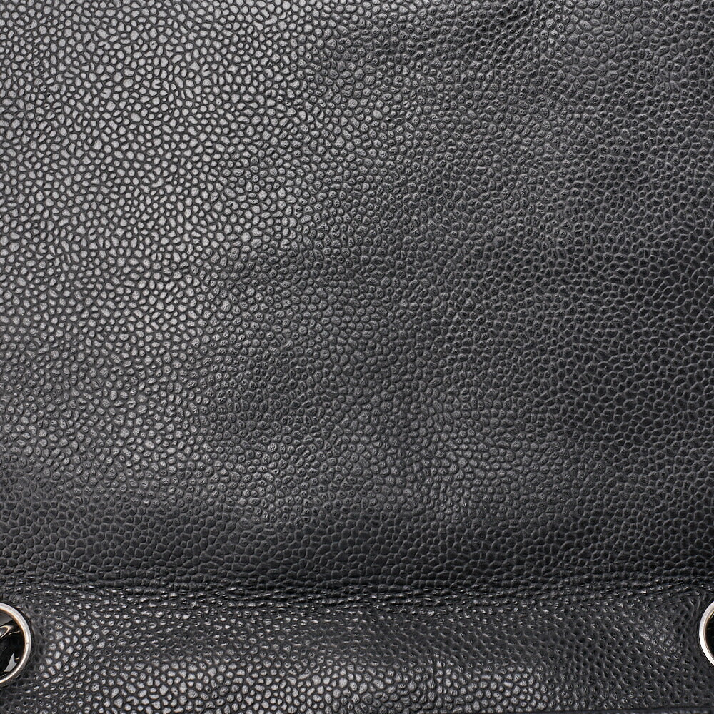 CHANEL Chain Shoulder Bag Deca Matelassé 30cm Single Flap Caviar Skin Black Gold-Tone Hardware, Pre-Owned