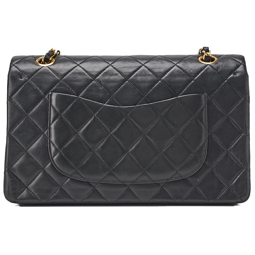 CHANEL Shoulder Bag Matelassé Double Flap 25cm Chain Shoulder Lambskin Black Gold-Tone Hardware, Pre-Owned