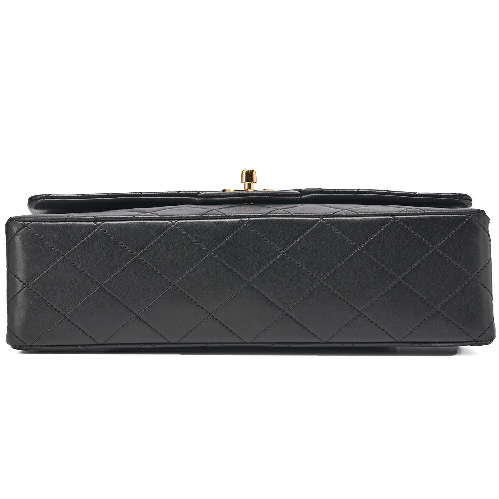 CHANEL Shoulder Bag Matelassé Double Flap 25cm Chain Shoulder Lambskin Black Gold-Tone Hardware, Pre-Owned