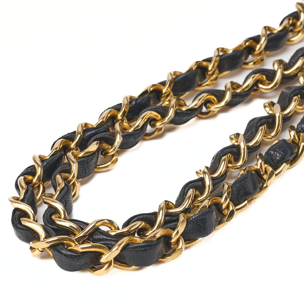CHANEL Shoulder Bag Matelassé Double Flap 25cm Chain Shoulder Lambskin Black Gold-Tone Hardware, Pre-Owned