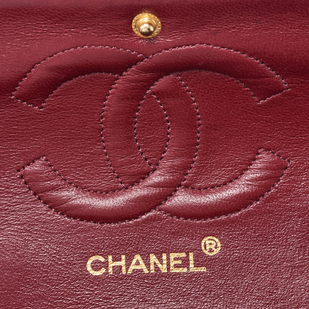 CHANEL Shoulder Bag Matelassé Double Flap 25cm Chain Shoulder Lambskin Black Gold-Tone Hardware, Pre-Owned