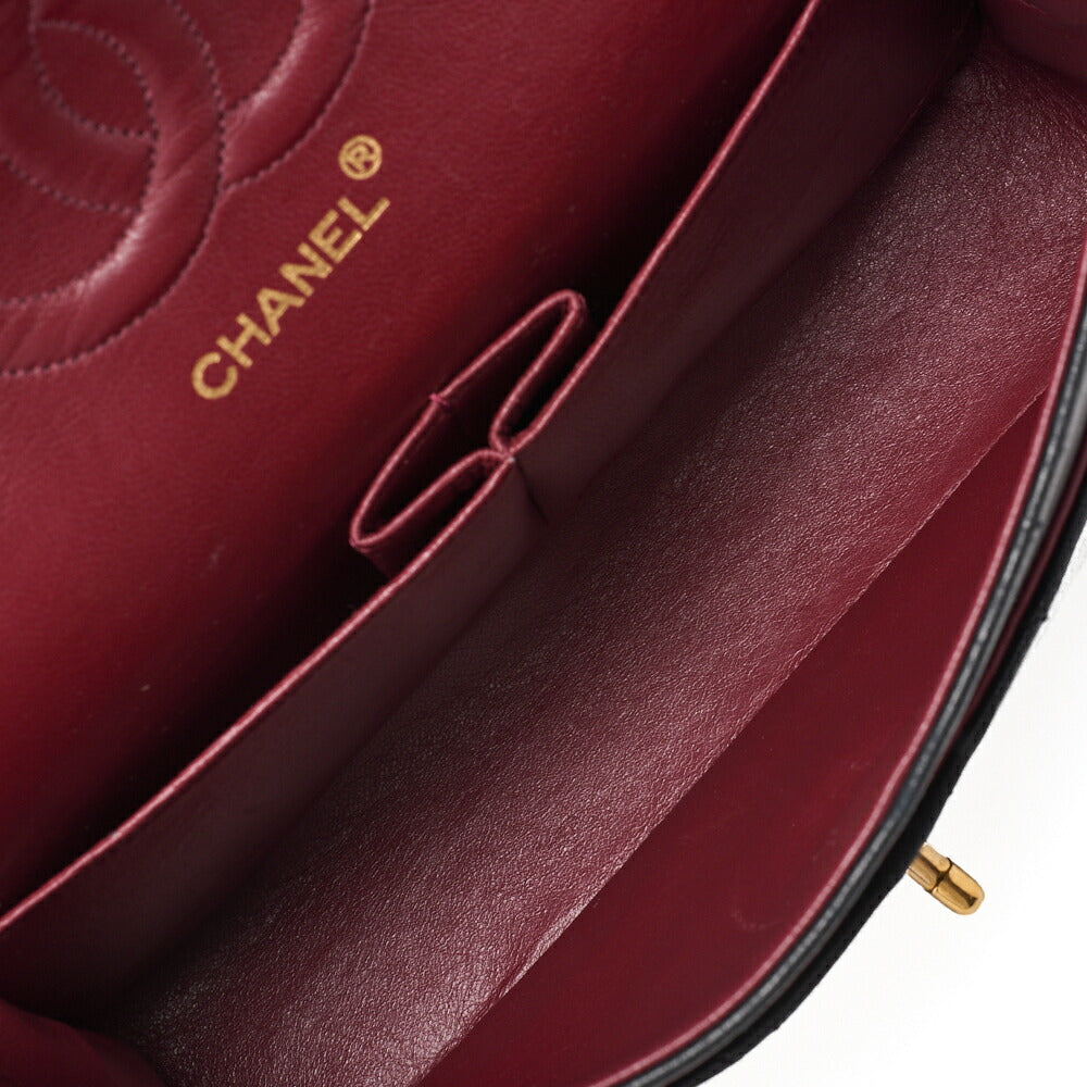 CHANEL Shoulder Bag Matelassé Double Flap 25cm Chain Shoulder Lambskin Black Gold-Tone Hardware, Pre-Owned