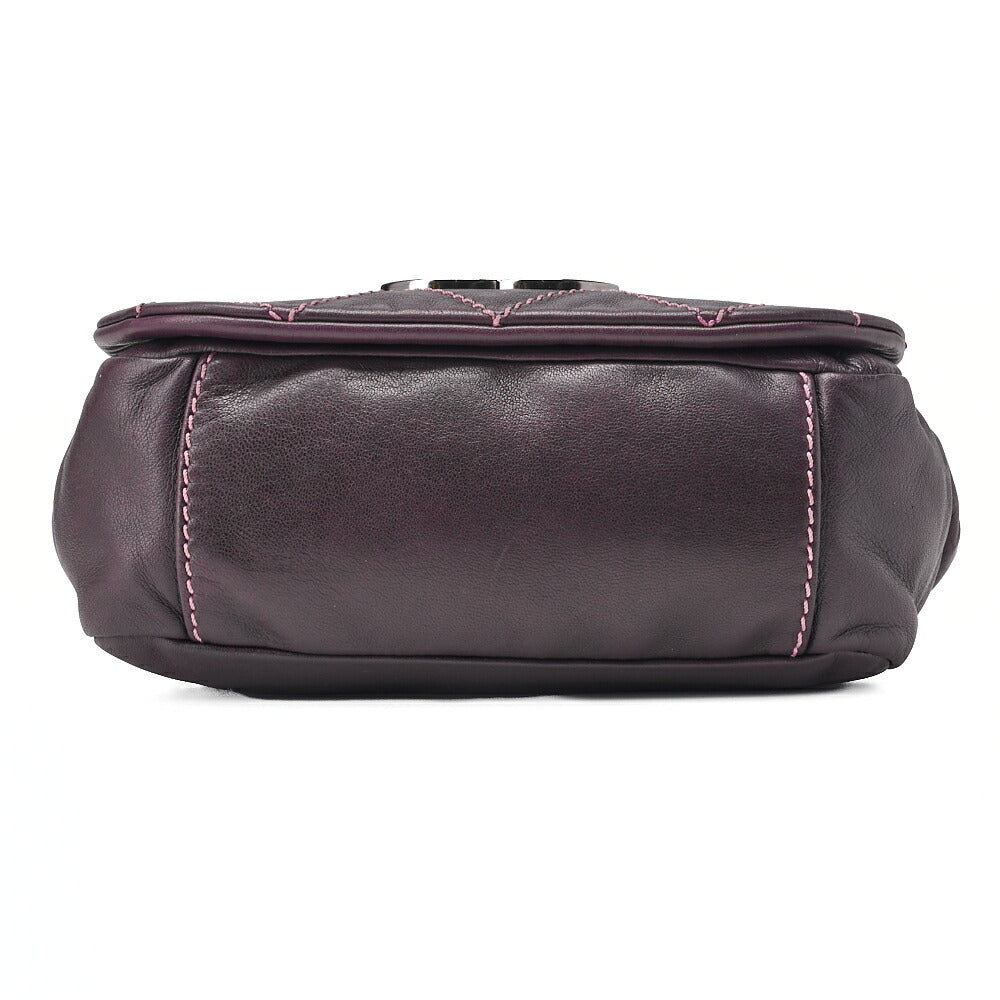 CHANEL Shoulder Bag Matelassé Wild Stitch Big Coco Lambskin Purple Silver-Tone Hardware, Pre-Owned