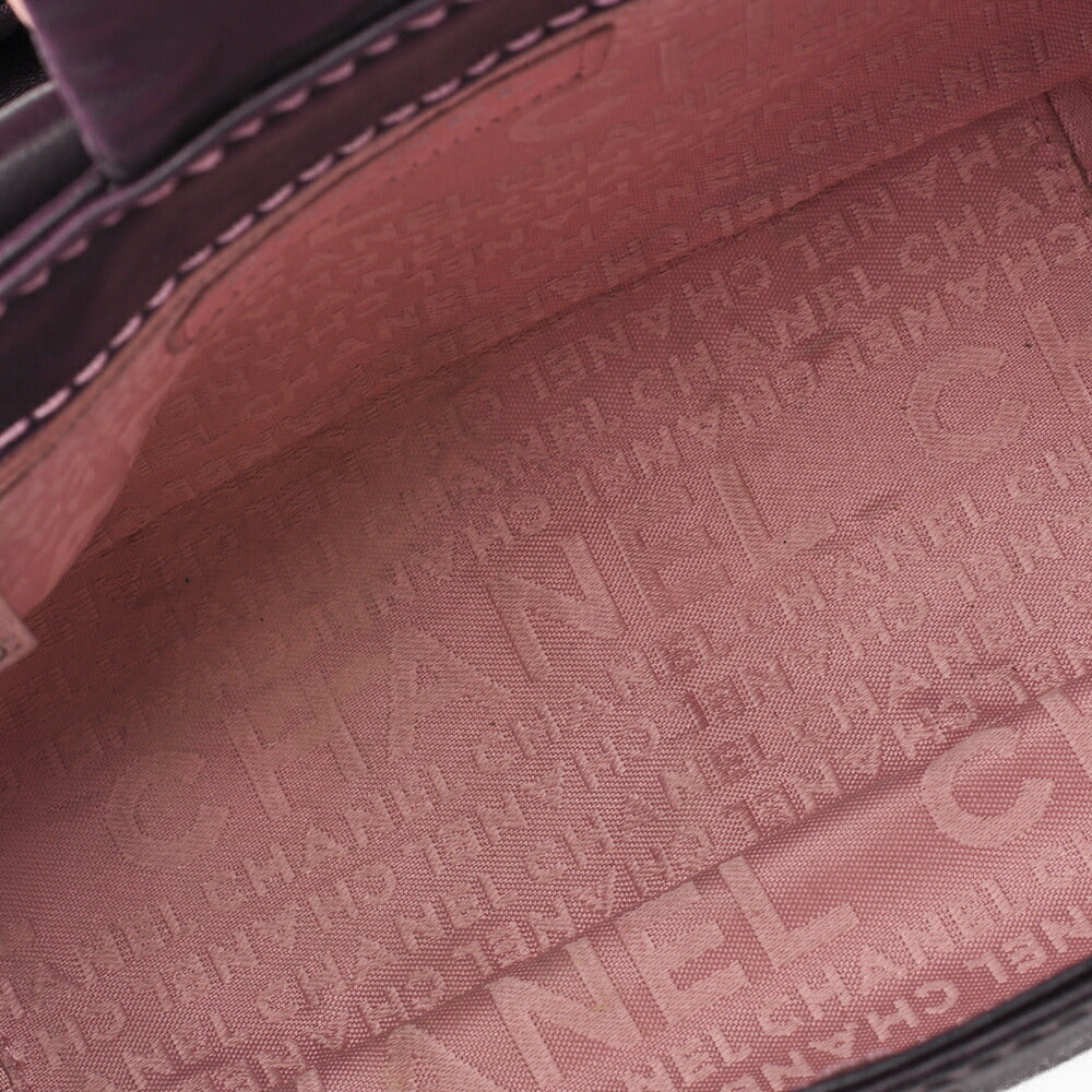 CHANEL Shoulder Bag Matelassé Wild Stitch Big Coco Lambskin Purple Silver-Tone Hardware, Pre-Owned