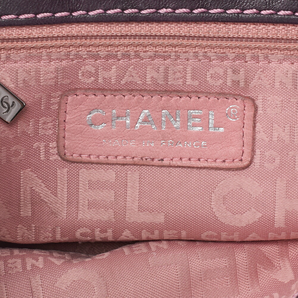 CHANEL Shoulder Bag Matelassé Wild Stitch Big Coco Lambskin Purple Silver-Tone Hardware, Pre-Owned